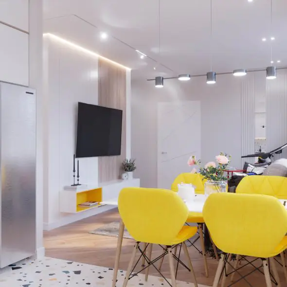 эргономичный интерьер кухни-гостиной 15м2 