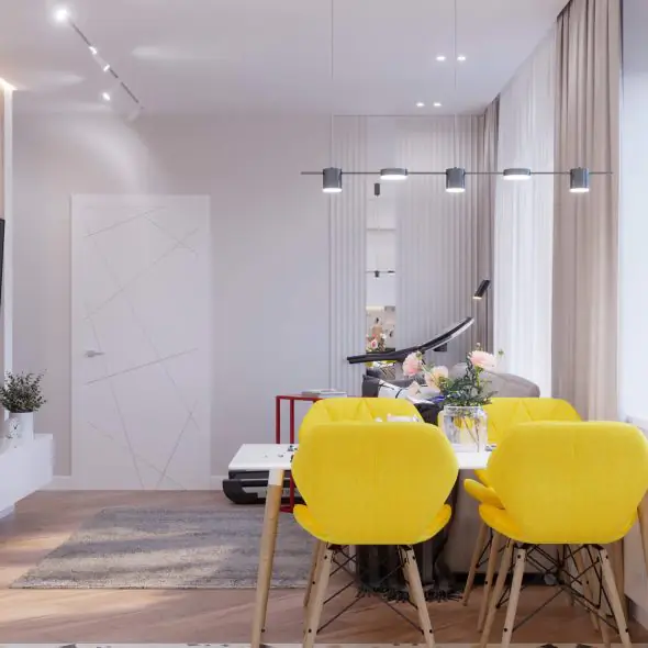 Аранжировка небольшой кухни-гостиной 15 м2