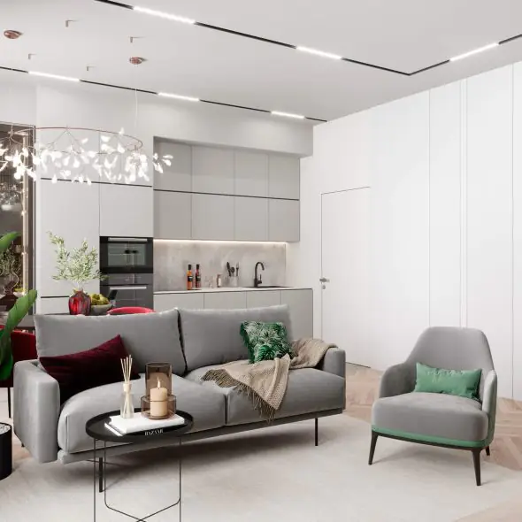 уютный интерьер кухни-гостиной спб